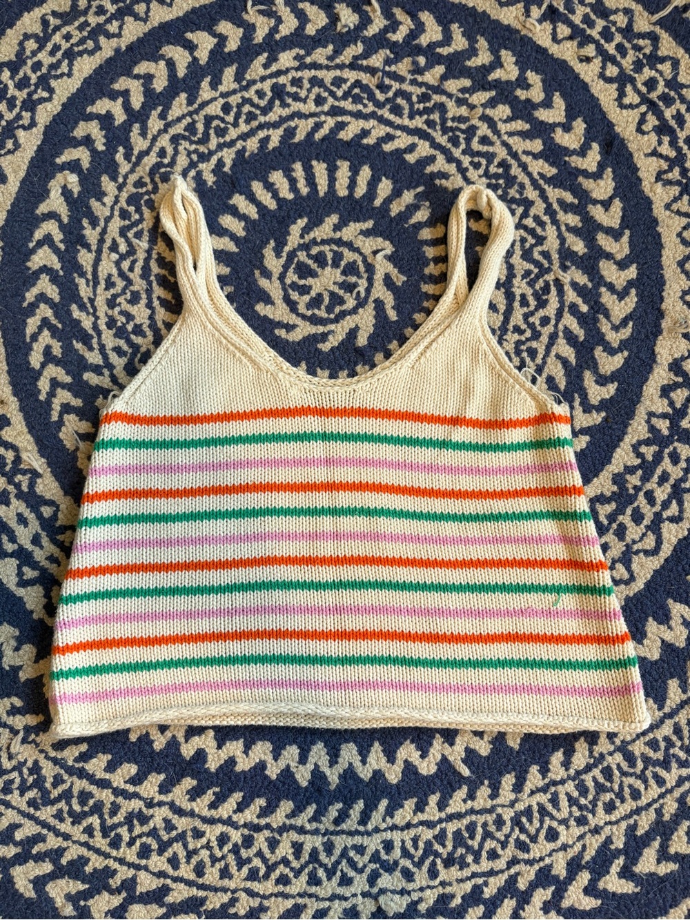 Zara Sweater Tank Top with Pink, Green & Orange Stripes